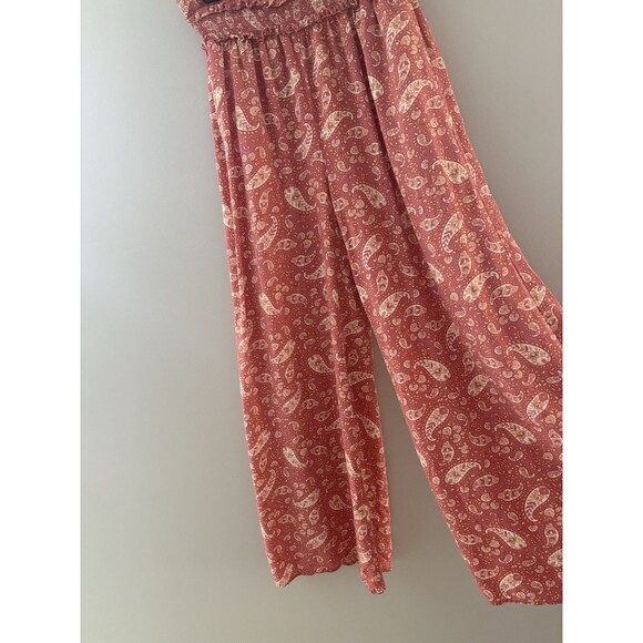 Patrons of Peace Avila Pants Size M Coral Paisley Palazzo Wide Leg Pockets - Picture 3 of 15